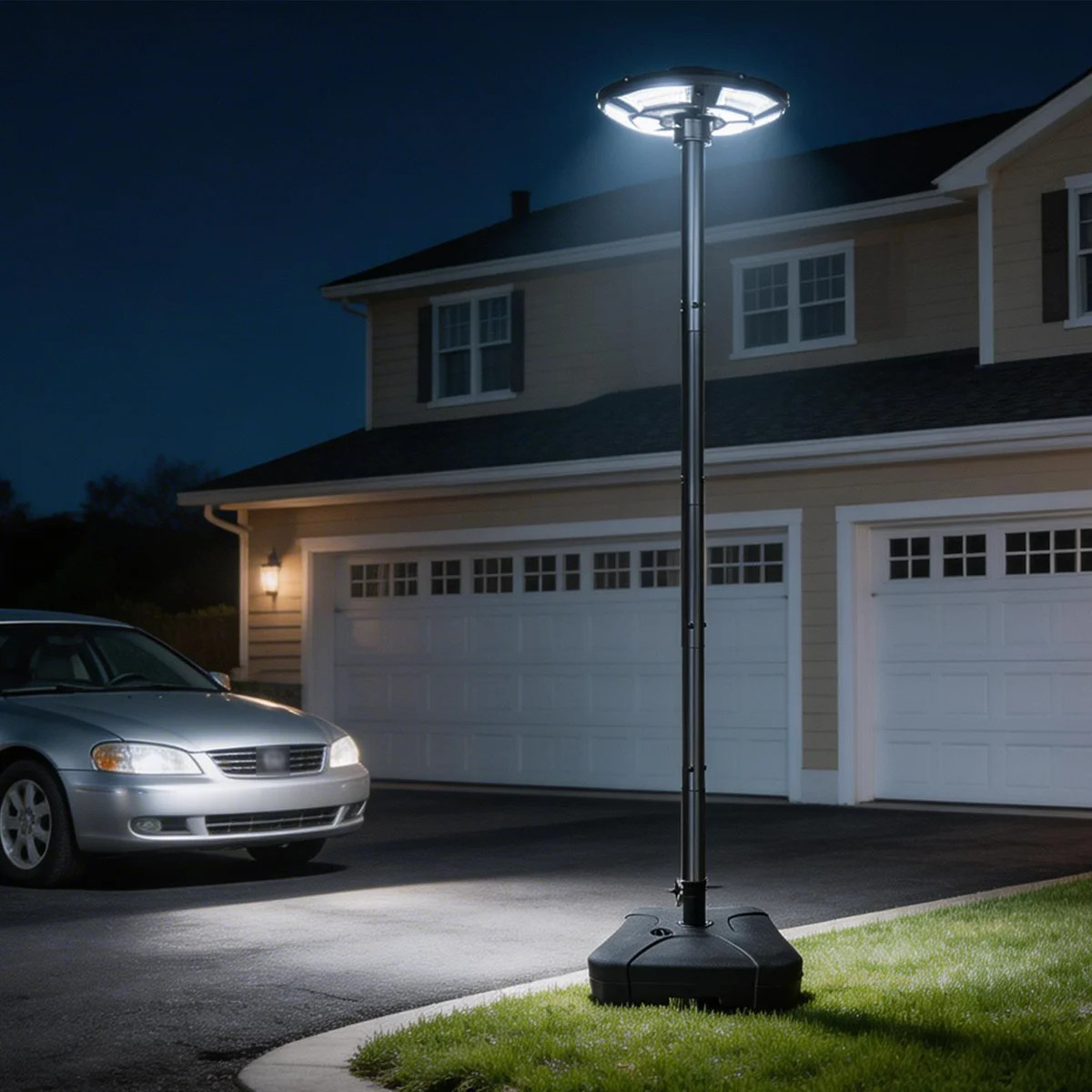 89" H Modern Freestanding Solar Lamp Post with Motion Sensor and Fillable Base | Wayfair North America