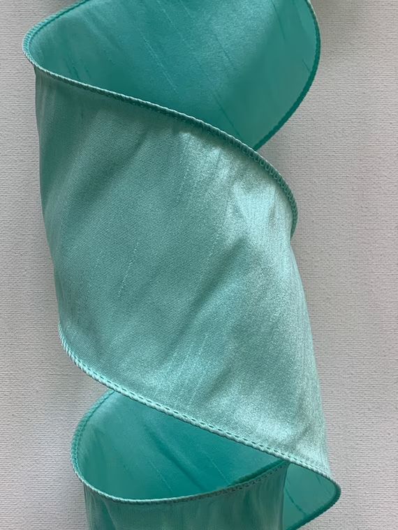 1.5 or 4 Mint Dupioni Ribbon  Wired Edges  Faux | Etsy | Etsy (US)