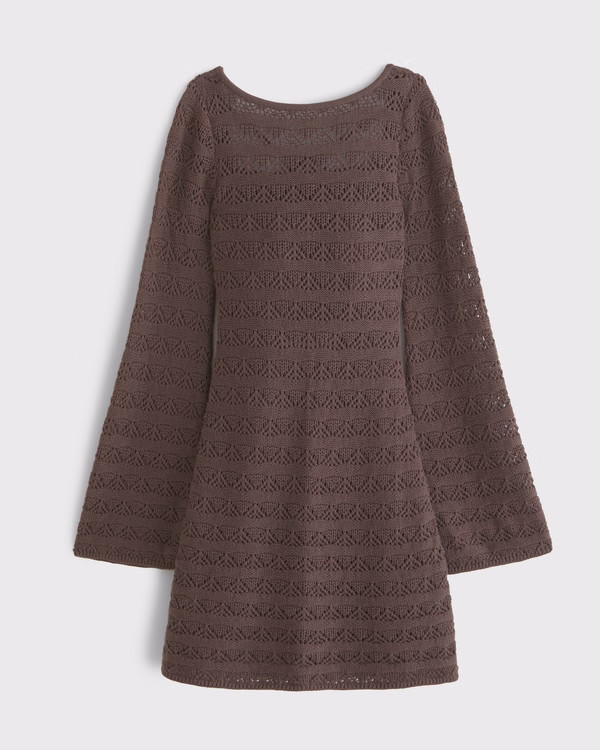 Long-Sleeve Crochet-Style Mini Dress | Abercrombie & Fitch (US)