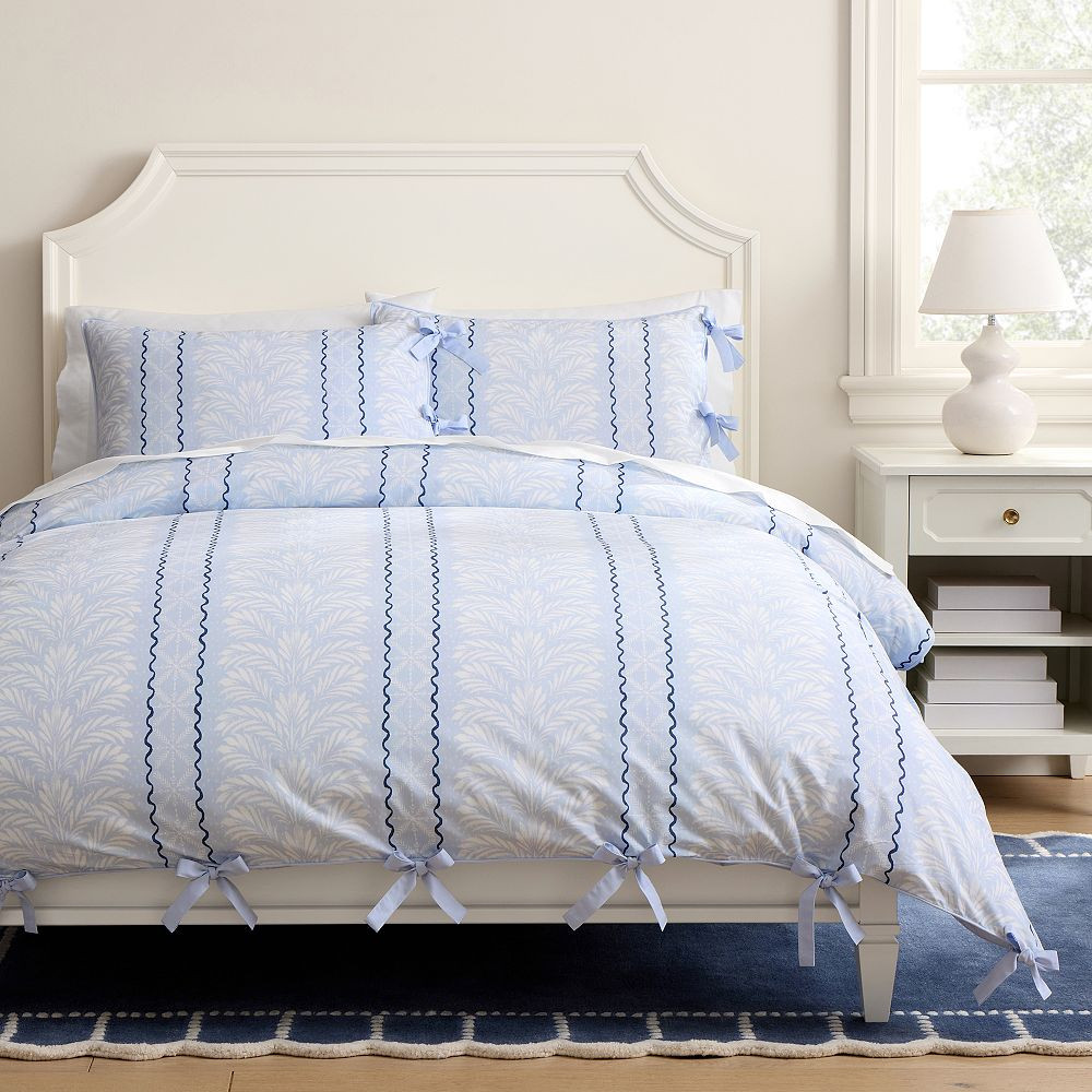 Augusta Floral Stripe Organic Duvet Cover | Pottery Barn Teen