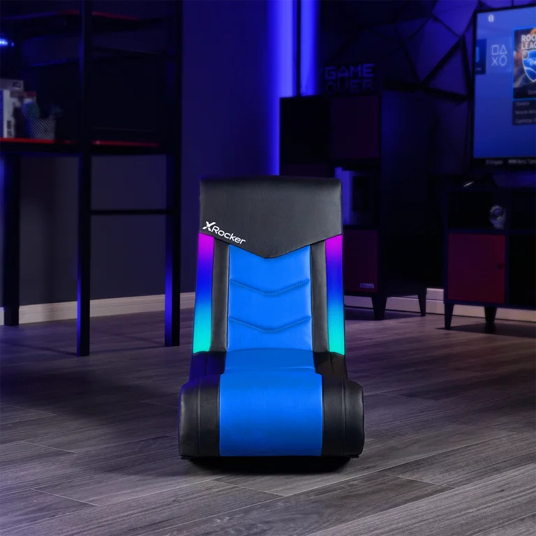 X Rocker Solo Floor Rocker Gaming Chair with RGB Lighting, Blue | Walmart (US)