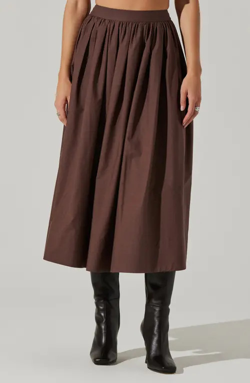 ASTR the Label Diandra Cotton Blend Midi Skirt in Mushroom at Nordstrom, Size Medium | Nordstrom