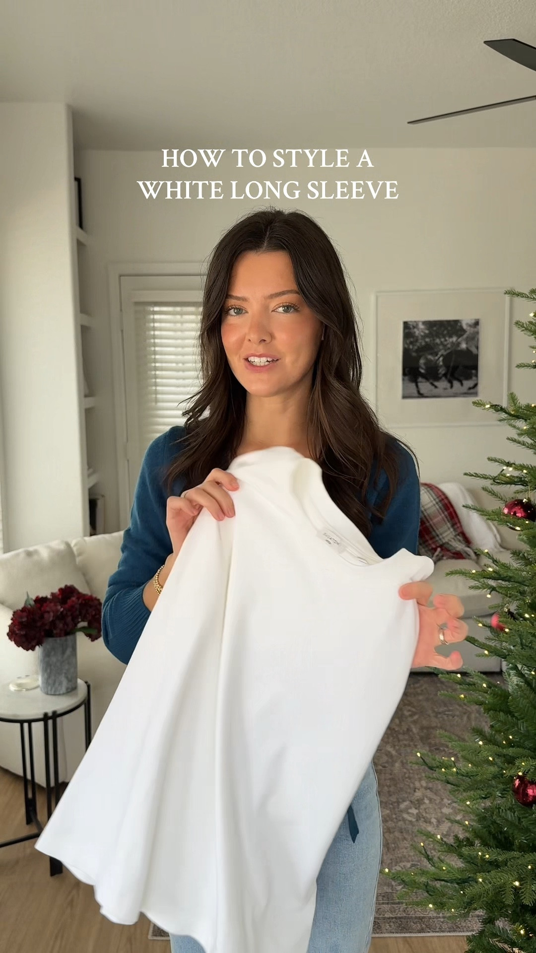 I’m 5’7” wearing a size small in the white long sleeve! I wear a small/25 at Aritzia and XS most other brands  

#LTKootd #LTKHoliday #LTKSaleAlert