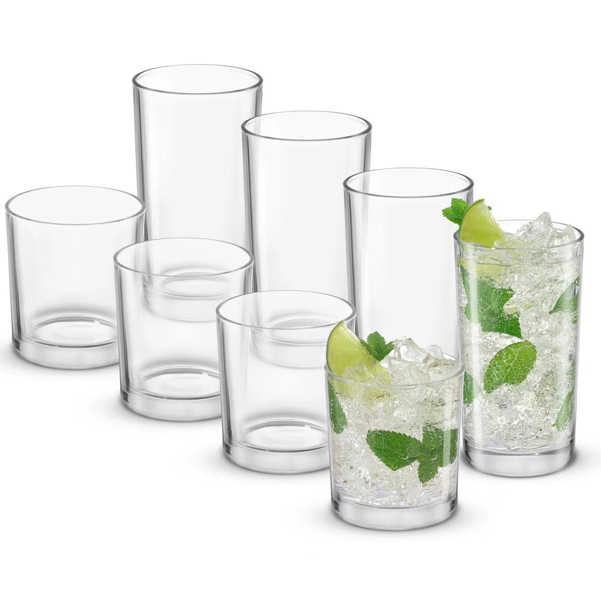 JoyJolt Alain 8-Piece Highball and DOF Drinkware Glasses | Wayfair North America