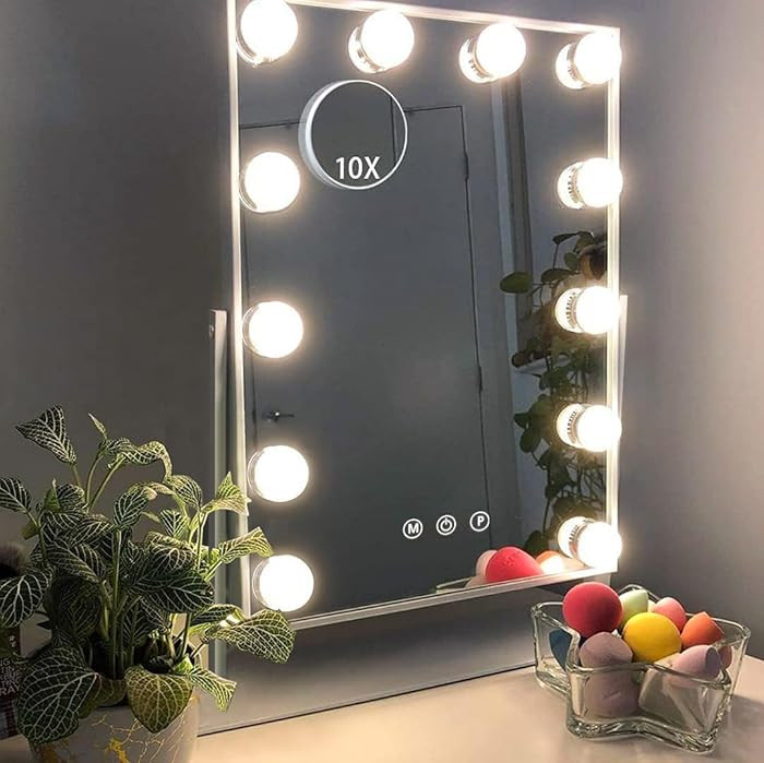 Hansong Vanity Mirror with Lights Makeup Mirror with Lights 12 Dimmable Bulbs Hollywood Lighted M... | Amazon (US)