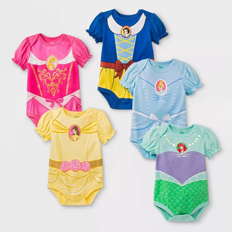 Baby Girls' 5pk Disney Princess Bodysuits | Target