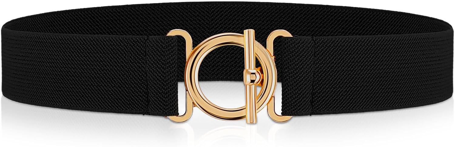 Amaxiu Women Elastic Belt, Invisible Stretch Ladies Belts with Gold Flat Buckle Skinny Waist Belt For Jeans Pants Dresses | Amazon (US)