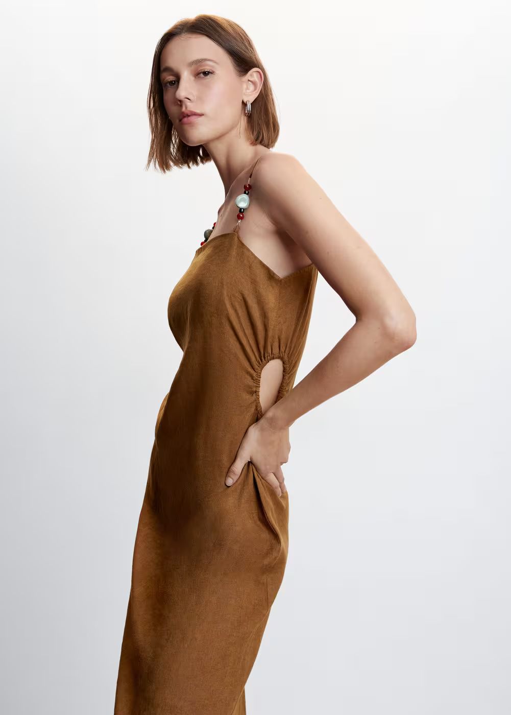 Linen dress with stone detail | MANGO (US)