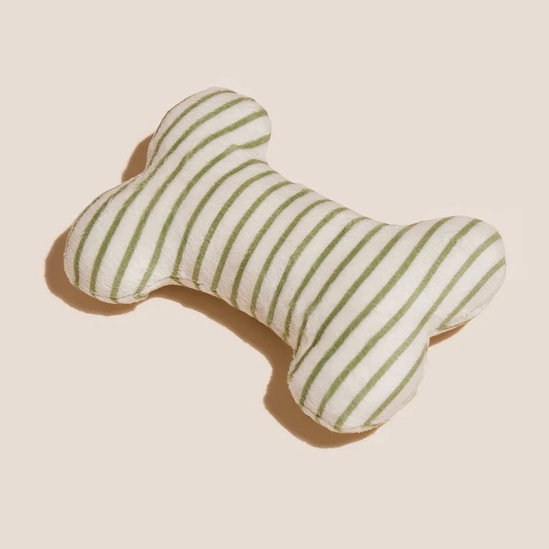 Green Striped Bone Shaped Plush Toy 6" | Reese + Murphy LLC