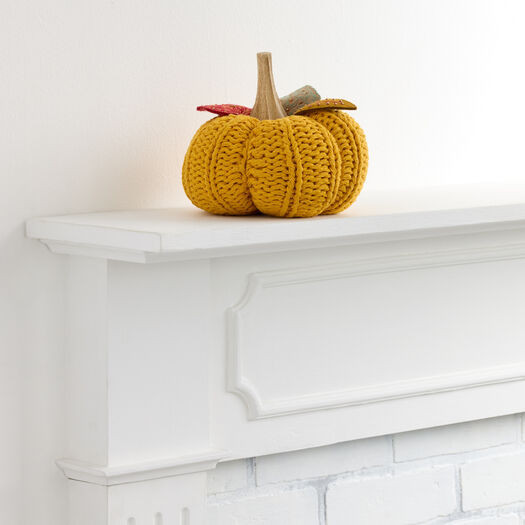 Medium Yellow Cotton Crocheted Pumpkin Decor by World Market | World Market