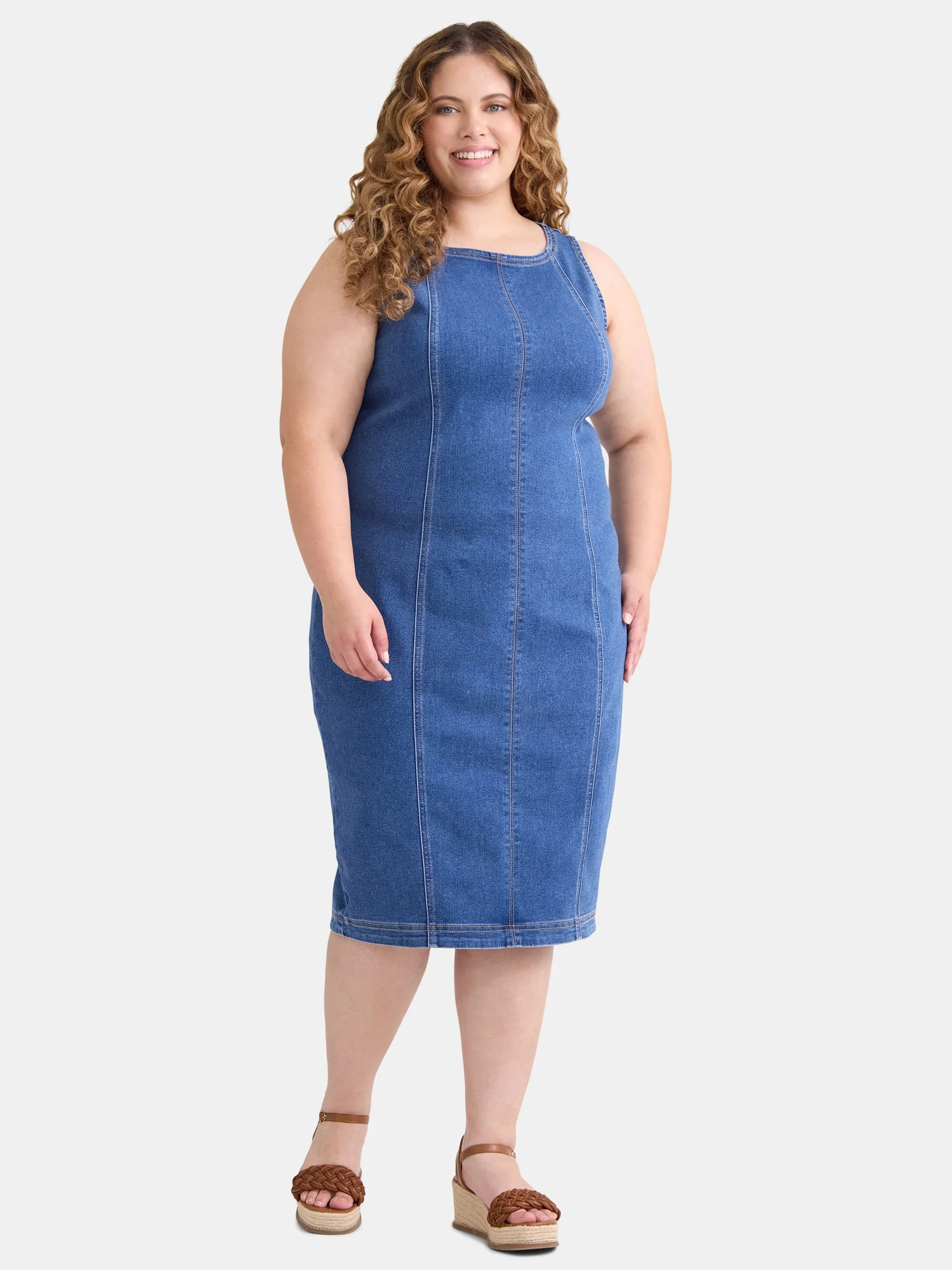 Terra & Sky Women's Plus Size Denim Bodycon Dress, Sizes 0X-5X | Walmart (US)