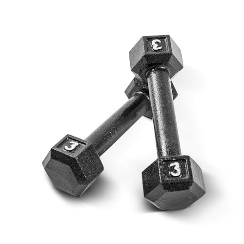 CAP Barbell Cast Iron Hex Dumbbell, Black, Pair, 3 lb | Amazon (US)