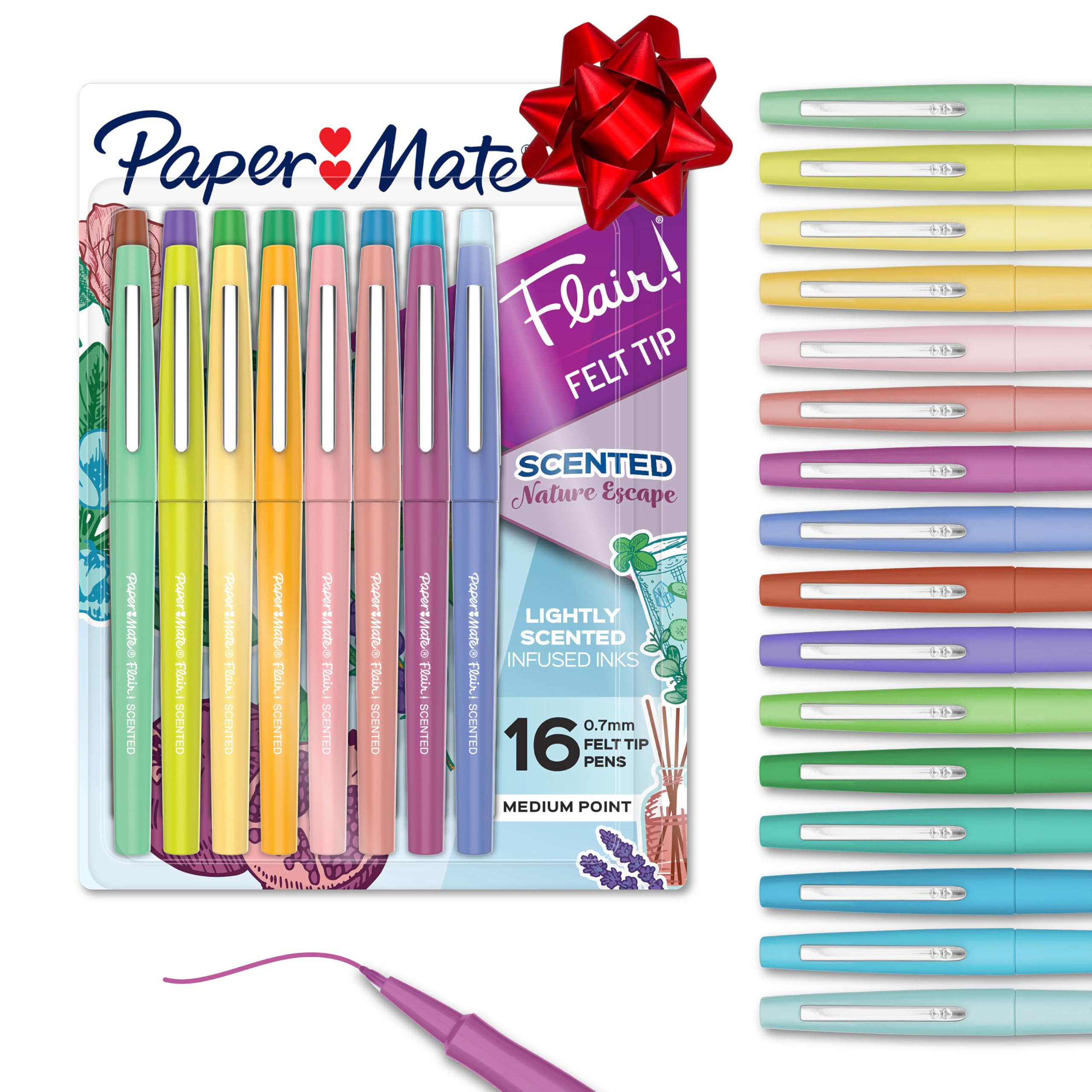 Paper Mate Flair Nature Escape Scented Felt Tip Pens, Medium Point (0.7mm), Assorted Colors, 16 C... | Amazon (US)
