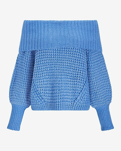 Chunky Thermal Off The Shoulder Balloon Sleeve Sweater | Express