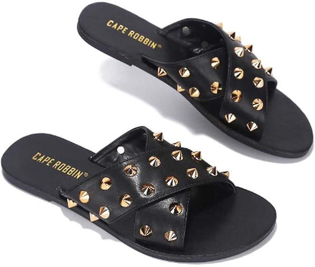 Cape Robbin Sandals Slides for Women, Studded Womens Mules Slip On Shoes | Amazon (US)