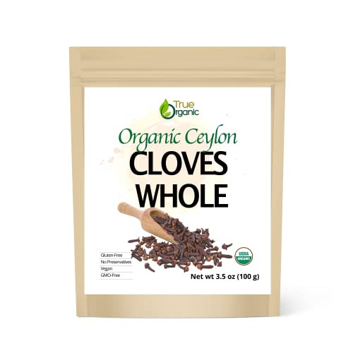 True Organic Ceylon Cloves Whole, 3.5 ounces, Cloves whole Organic USDA Organic & Kosher Certified, Non-GMO, Fresh Organic Cloves, Pure Ceylon Premium Quality. | Amazon (US)