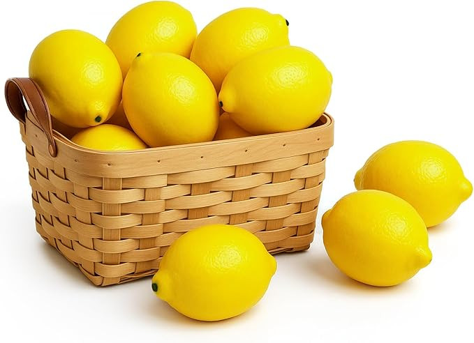 BigOtters Large Artificial Lemons, 3.7″ x 2.5″ Vivid Faux Lemons for Fake Fruit Bowls, Home K... | Amazon (US)