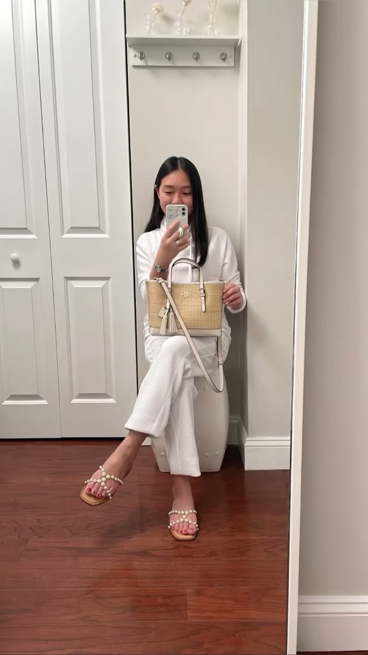 Coach Mollie 25 Tote in Straw

I punched a few extra holes in the crossbody strap. The short hand carry bags are adjustable as well. 

I'm wearing the matching white set in size S. Note that I temporarily hemmed the pants with the Micro Stitch tool I linked as a quick no sew hack.

Summer bag 
Mother's Day gift idea

#LTKFind #LTKitbag 

#LTKGiftGuide