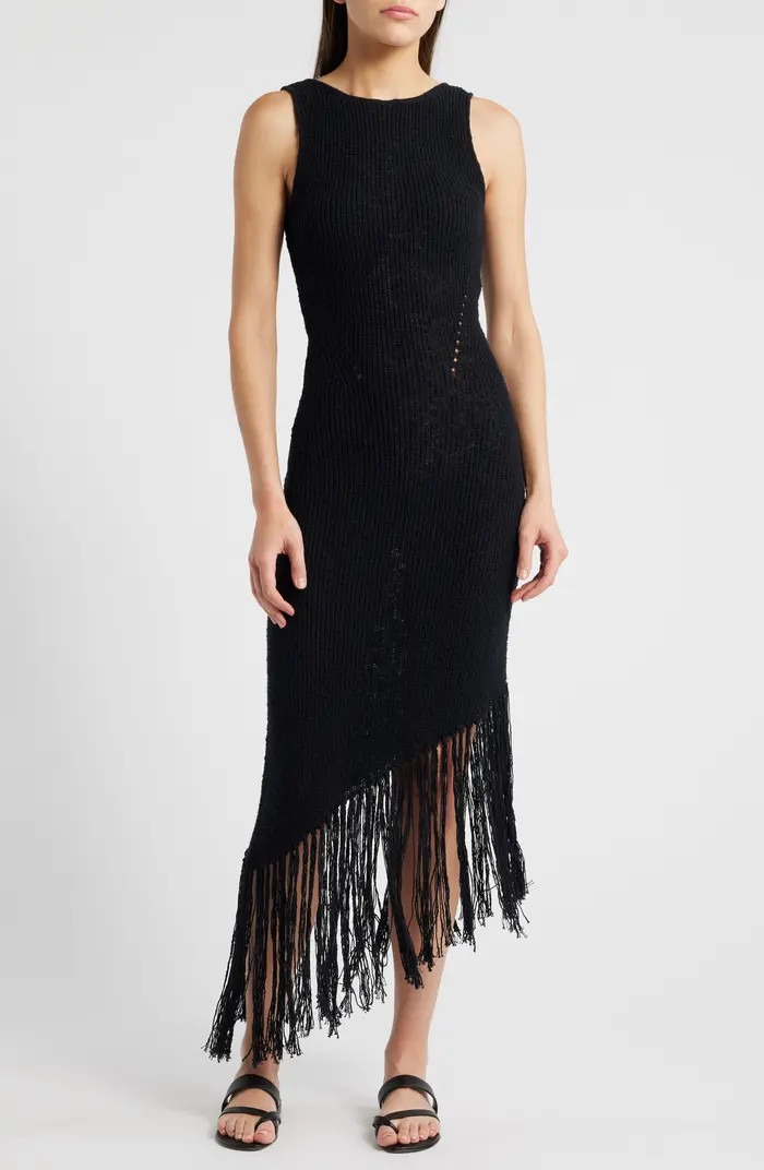 Rylee Sleeveless Fringe Hem Sweater Dress | Nordstrom