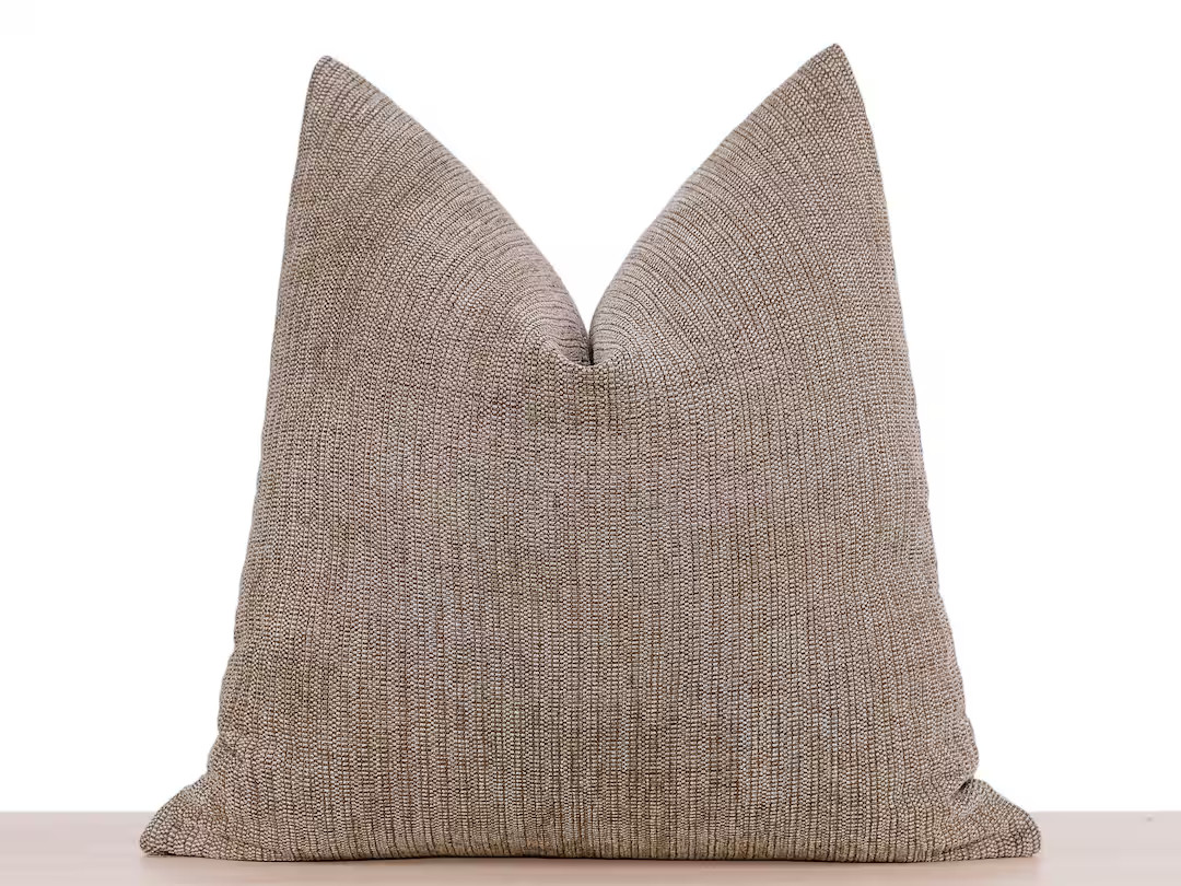 Woven Taupe Pillow Cover Boho Throw Pillow Cover Taupe Euro - Etsy | Etsy (US)