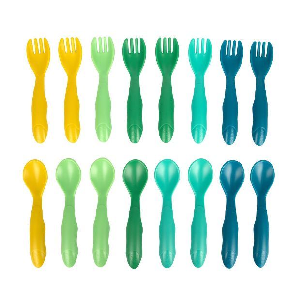 The First Years GreenGrown Reusable Flatware - Toddler Forks & Spoons - Blue - 16pk | Target