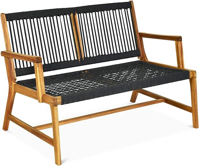 Tangkula 2-Person Patio Acacia Wood Bench Loveseat Chair, Outdoor Patio Bench Acacia Wood Bench i... | Amazon (US)