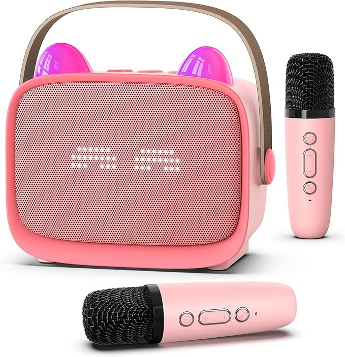Mgaolo Upgraded Mini Karaoke Machine Toy for Kids, Portable Bluetooth Speaker with 2 Wireless Mic... | Amazon (US)