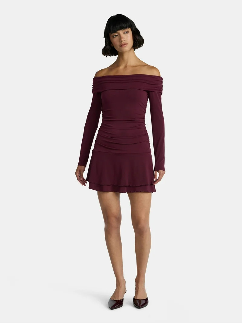 Madden NYC Women’s Drop Waist Dress with Long Sleeves, Sizes XXS-XXL - Walmart.com | Walmart (US)