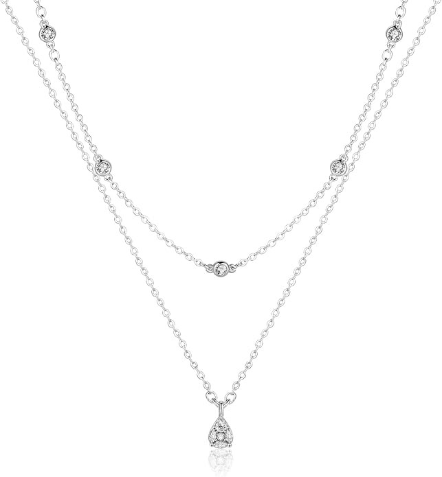 ACECHA Silver Necklace for Women, Dainty Layered Stack Set | Amazon (US)