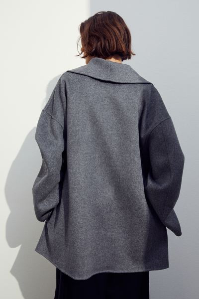 Abrigo oversize en mezcla de lana - Gris oscuro jaspeado - MUJER | H&M ES | H&M (FR, IT, ES, PT, BE)