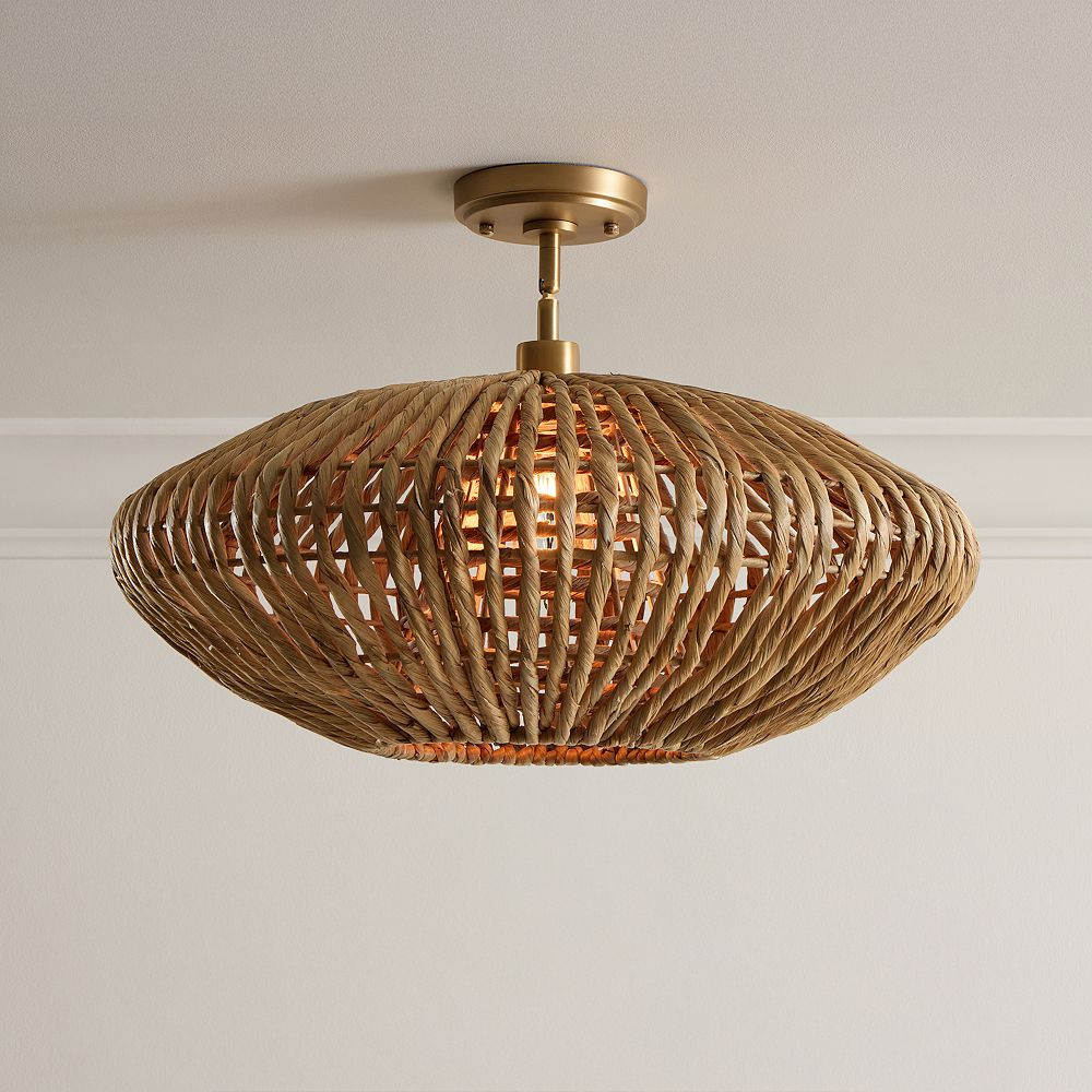 Woven Semi-Flush Mount (36.5") | Pottery Barn Teen