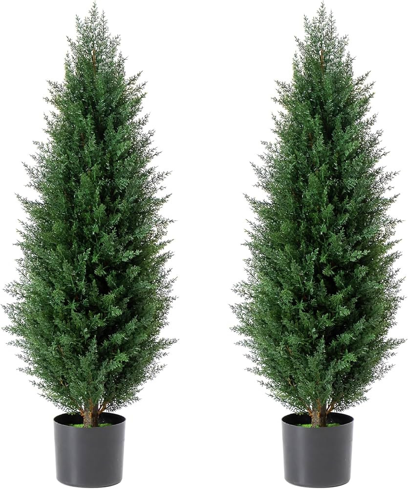 3.2-FT UV Rated -Cedar Trees Artificial-Artificial Trees for Outdoors -Faux Plants Outdoor - Perf... | Amazon (US)