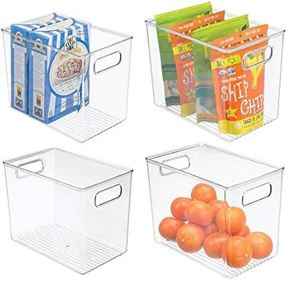 mDesign Deep Plastic Food Storage Container Bin with Handles - for Kitchen, Pantry, Cabinet, Frid... | Amazon (US)
