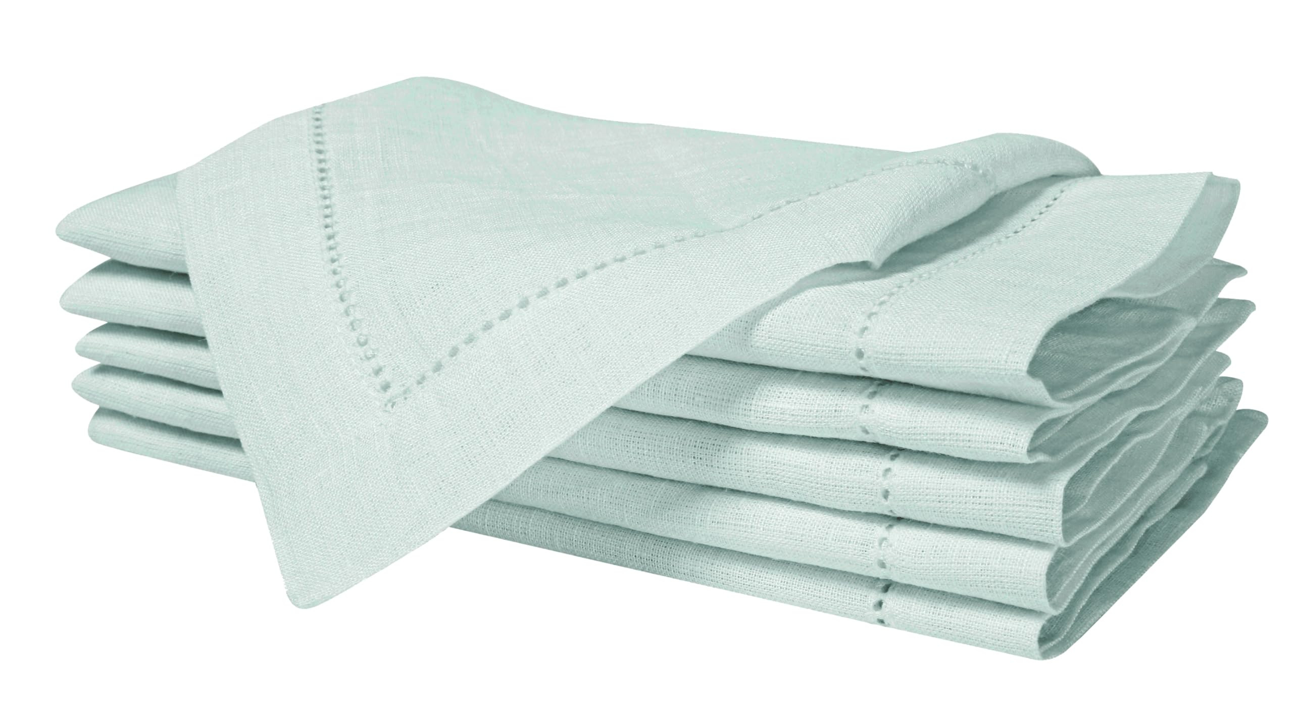 BEDDING CRAFT Set of 4 Hemstitch Pastle Blue Cloth Dinner Napkins 100% Linen - Soft Durable Washa... | Amazon (US)