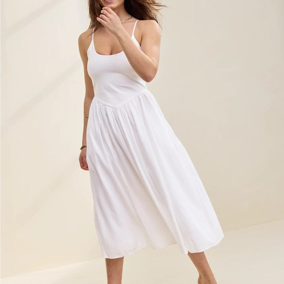 Aerie At the Barre Midi Dress White Size Small NWT FLAW | Poshmark