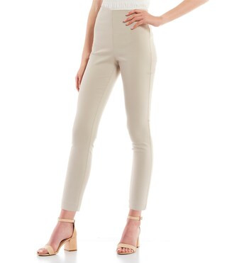 High-Waisted Flat-Front Pull-On Suiting Skinny Pants | Dillard's