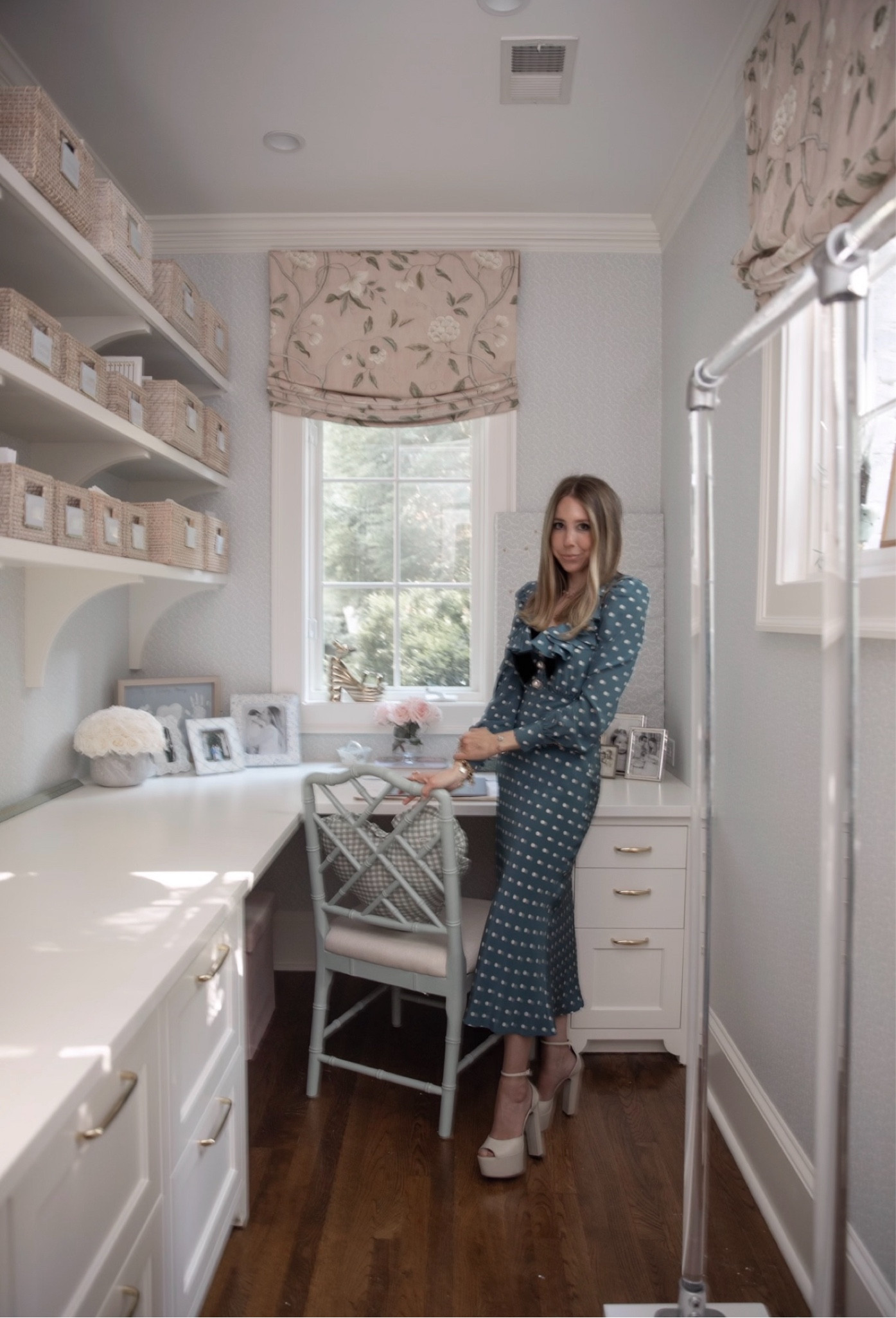 Office organization! Love these containers and my clothing rack. 