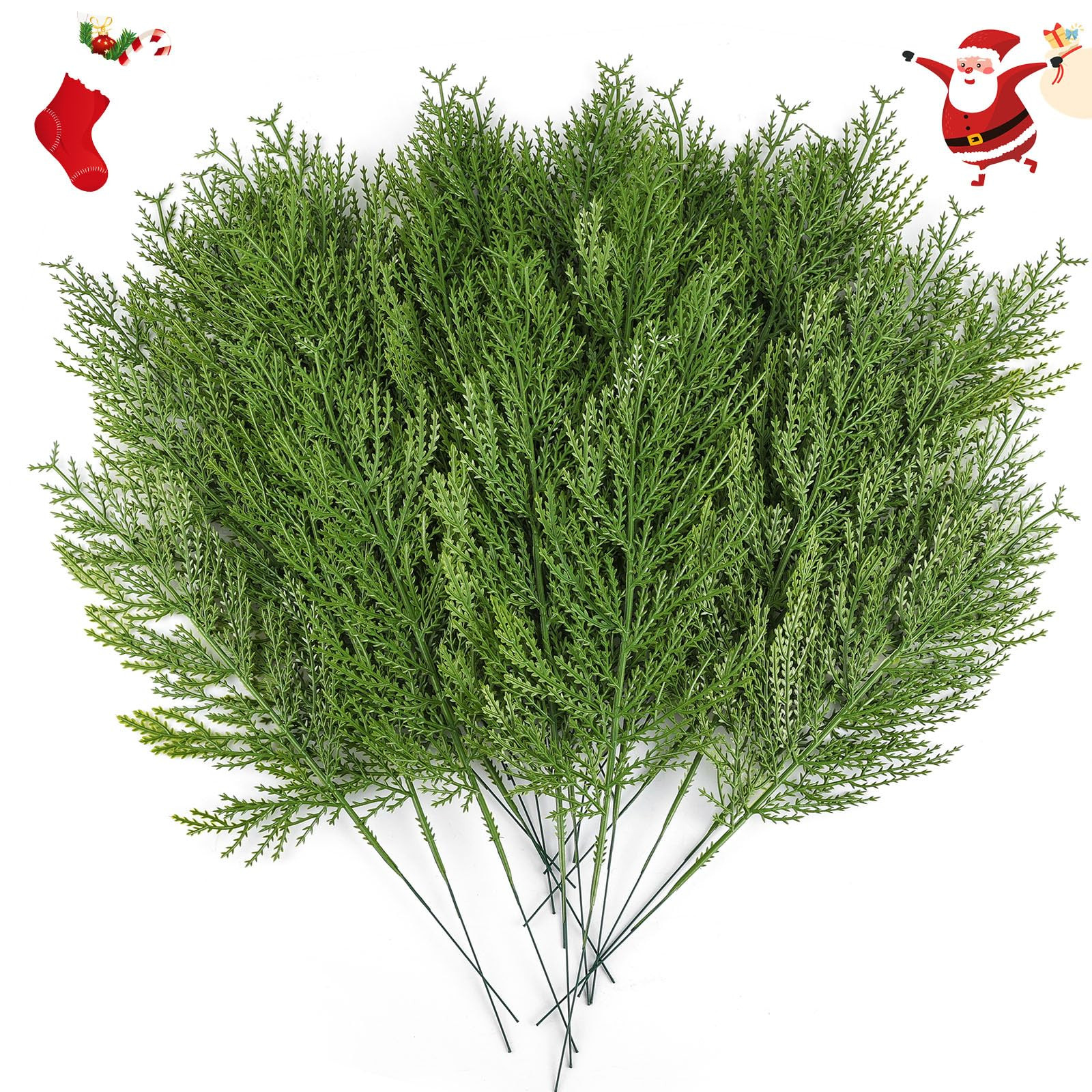 Hananona 40 Pcs Artificial Pine Sprigs Faux Greenery Stems Pine Picks Plastic Christmas Decor - D... | Amazon (US)