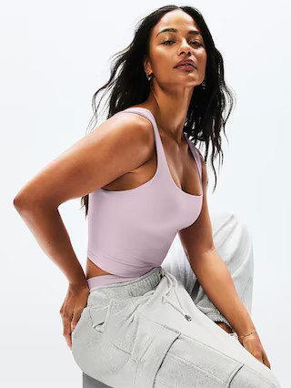 Transcend Square Neck Crop Sports Bra D-DD | Athleta