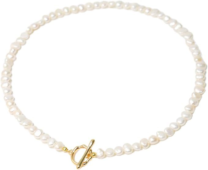 BEMDOFIG Irregular Pearl Choker Necklaces 18K Gold Plated Freshwater Pearl Necklace Everyday Dain... | Amazon (CA)