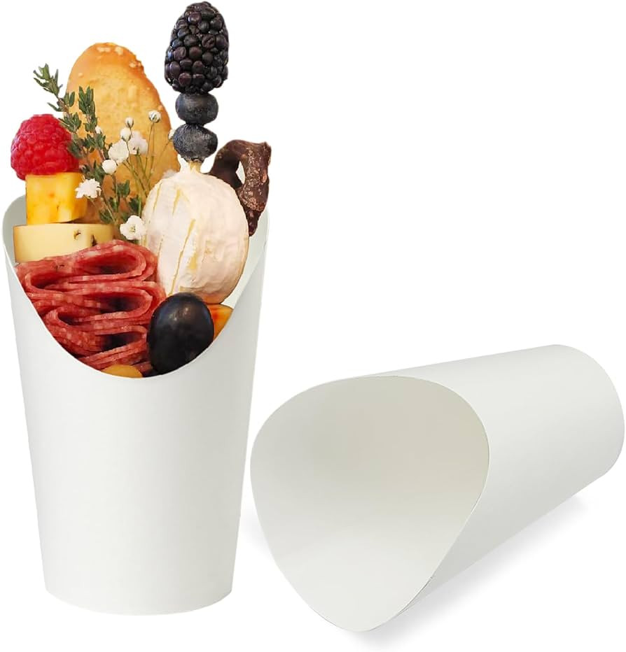 CAMKYDE 50 Pcs Disposable White Charcuterie Cups, 12oz French Fries Holder French Fry Cups for al... | Amazon (US)
