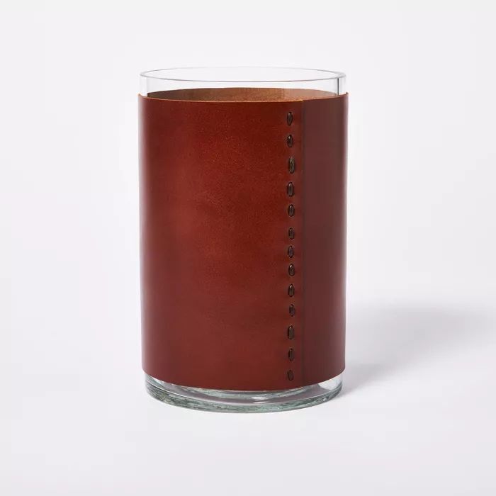 8" x 5" Glass with Leather Vase Brown - Threshold™ designed with Studio McGee | Target