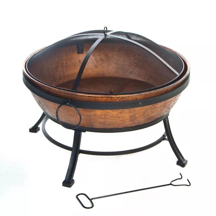DeckMate 30371 Avondale Outdoor Backyard Patio Portable Steel Fire Bowl Fire Pit, Antiqued Copper... | Target