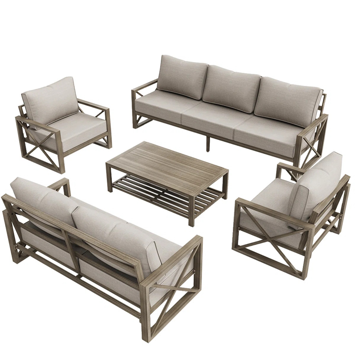 5 Pieces Modern Outdoor Furniture Patio Conversation Sets With Olefin Fabric | Wayfair North America