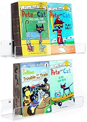 NIUBEE Kids Acrylic Floating Bookshelf 16.5 Inch,2 Pack,Clear Invisible Wall Bookshelves Ledge Bo... | Amazon (US)