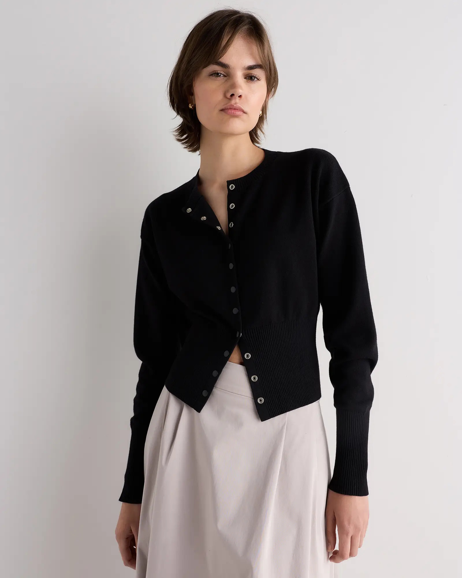 Cotton Cashmere Structured Waist Cardigan | Quince