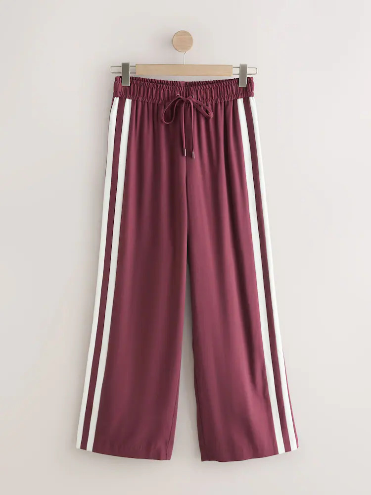 Burgundy Red Wide Leg Side Stripe Trousers | Next US