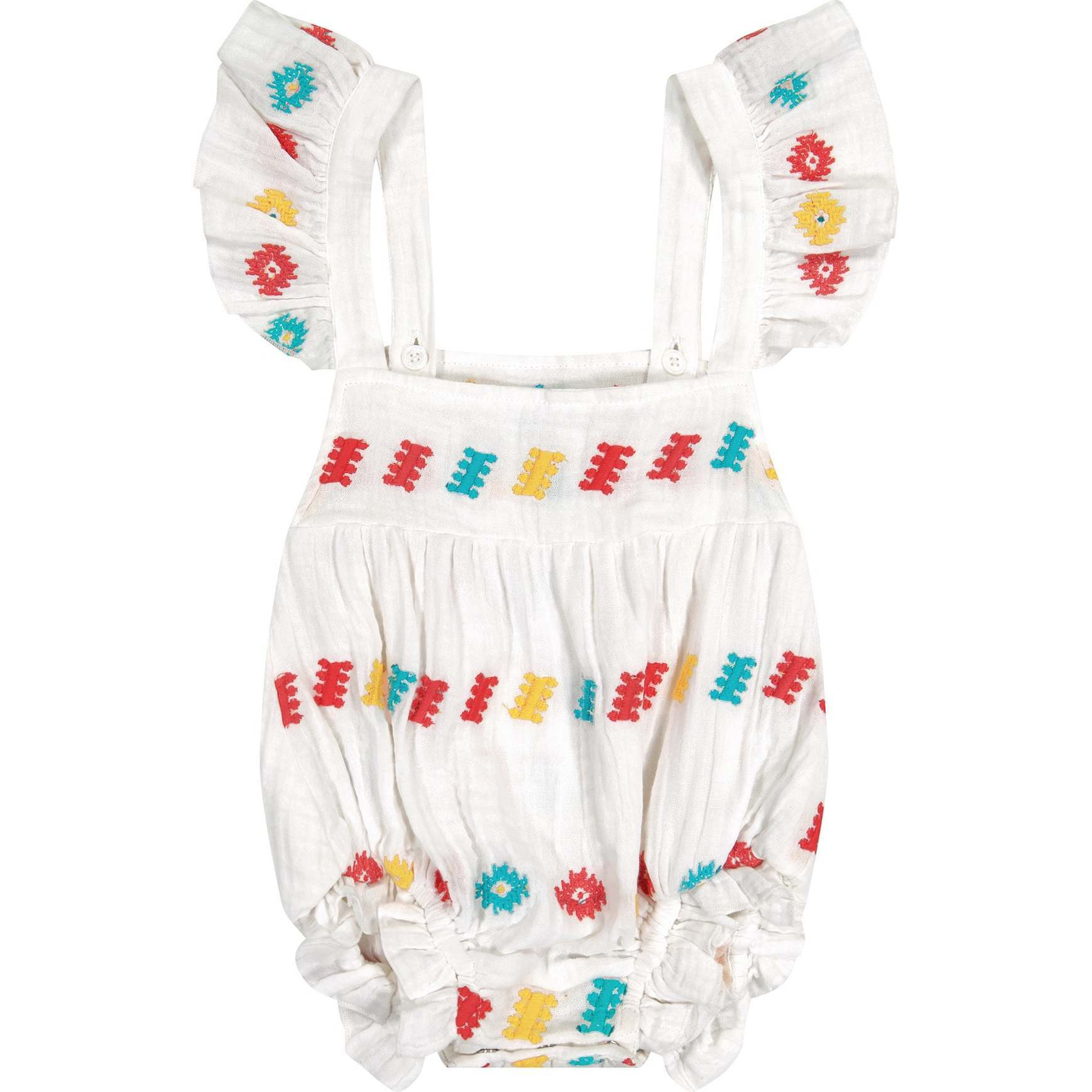 Baby Chloe Embroidered Romper, White | Maisonette