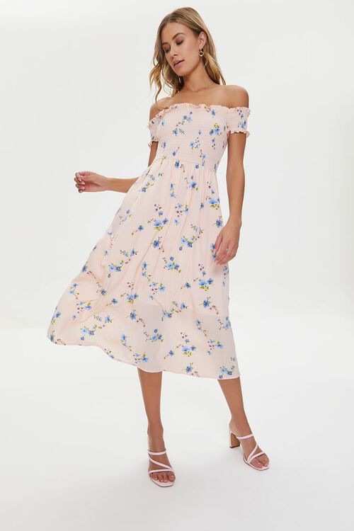 Floral Off-the-Shoulder Midi Dress | Forever 21 | Forever 21 (US)