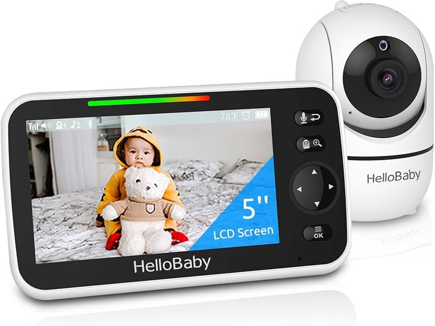 HelloBaby Monitor, 5''Display with 30-Hour Battery, Pan-Tilt-Zoom Video Baby Monitor with Camera ... | Amazon (US)